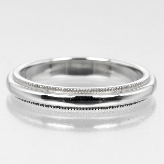 TIFFANY&Co. Ring Pt950Platinum Silver 0.1" model Two-Gathered Milgrain Band Women Used Authentic