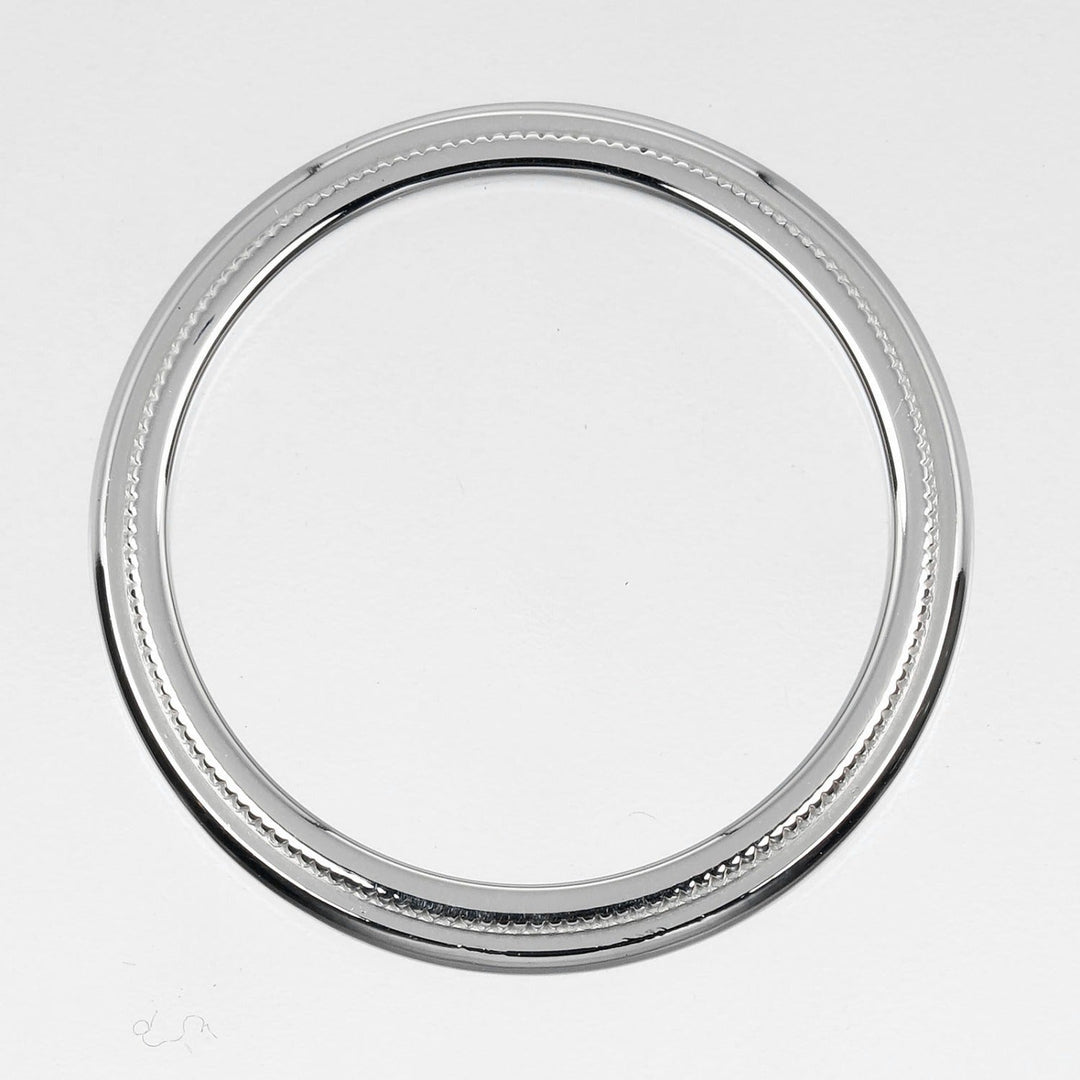 TIFFANY&Co. Ring Pt950Platinum Silver 0.1" model Two-Gathered Milgrain Band Women Used Authentic