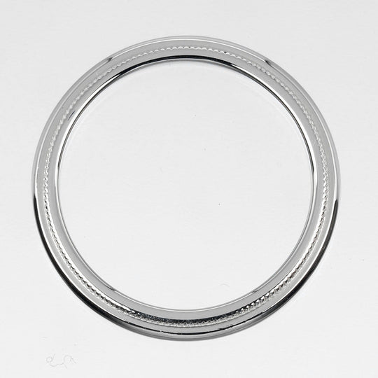 TIFFANY&Co. Ring Pt950Platinum Silver 0.1" model Two-Gathered Milgrain Band Women Used Authentic