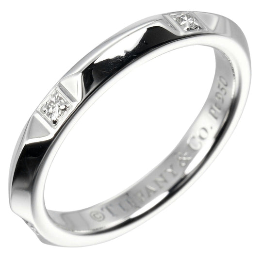 TIFFANY&Co. Ring Pt950 Platinum, 5P Diamond Silver 0.1" model true band Women Used Authentic