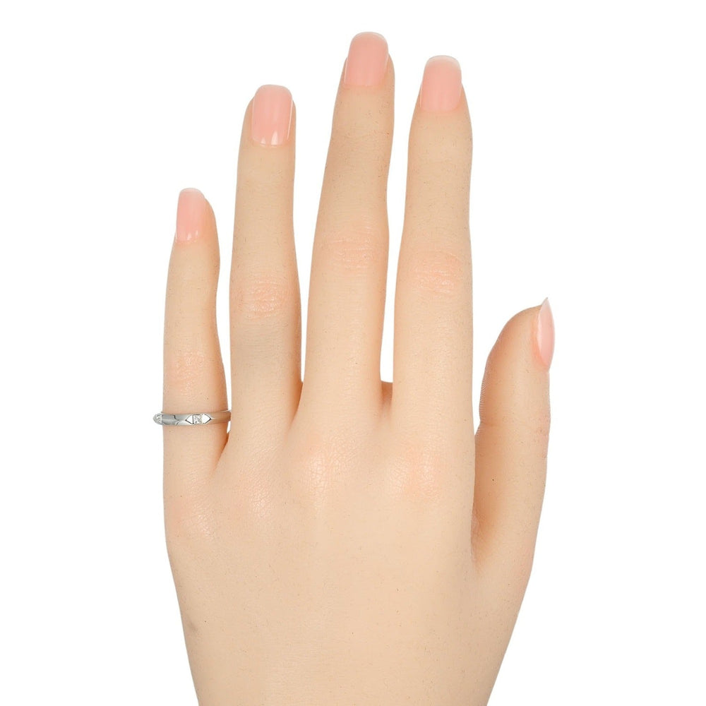 TIFFANY&Co. Ring Pt950 Platinum, 5P Diamond Silver 0.1" model true band Women Used Authentic