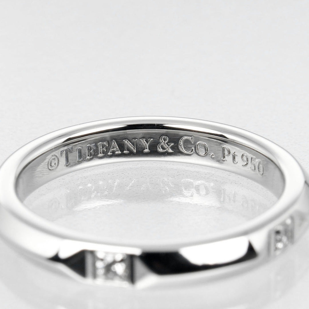 TIFFANY&Co. Ring Pt950 Platinum, 5P Diamond Silver 0.1" model true band Women Used Authentic