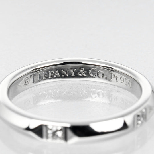 TIFFANY&Co. Ring Pt950 Platinum, 5P Diamond Silver 0.1" model true band Women Used Authentic