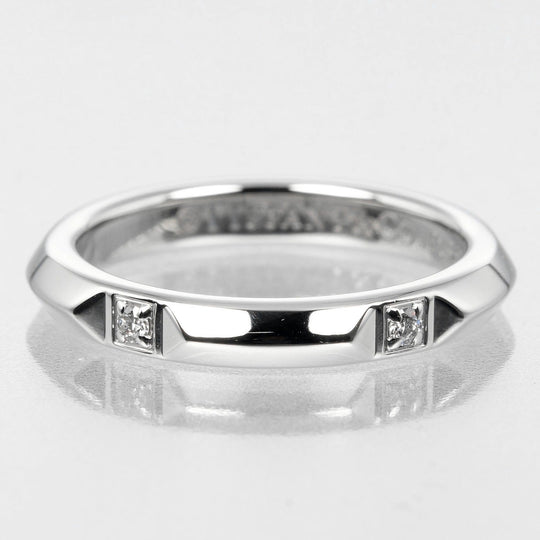 TIFFANY&Co. Ring Pt950 Platinum, 5P Diamond Silver 0.1" model true band Women Used Authentic