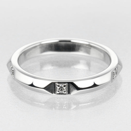 TIFFANY&Co. Ring Pt950 Platinum, 5P Diamond Silver 0.1" model true band Women Used Authentic