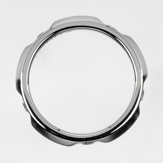 TIFFANY&Co. Ring Pt950 Platinum, 5P Diamond Silver 0.1" model true band Women Used Authentic