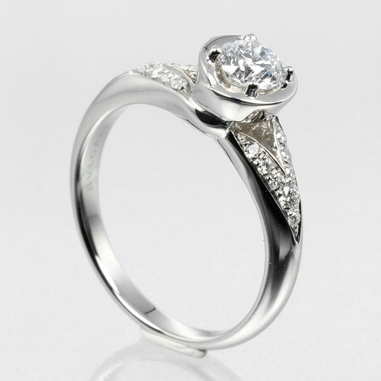 BVLGARI Ring 0.32ct VVS1/E/EX/2VG Pt950Platinum, Diamond Clear Silver Incontro Damole Women Used Authentic
