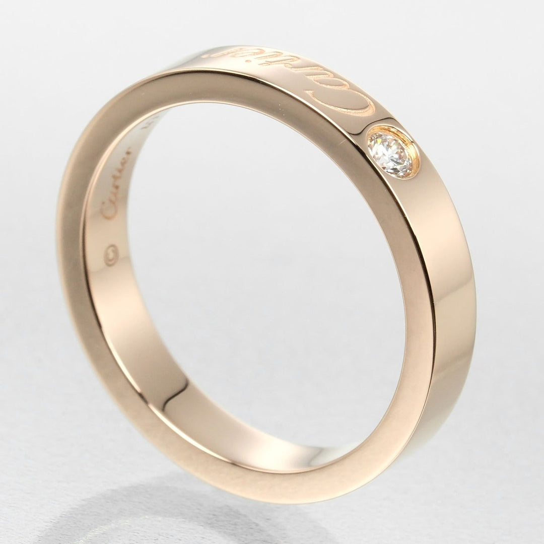 CARTIER Ring K18 pink gold, diamond gold 0.1" model C de Cartier engraved Women 47 Used Authentic