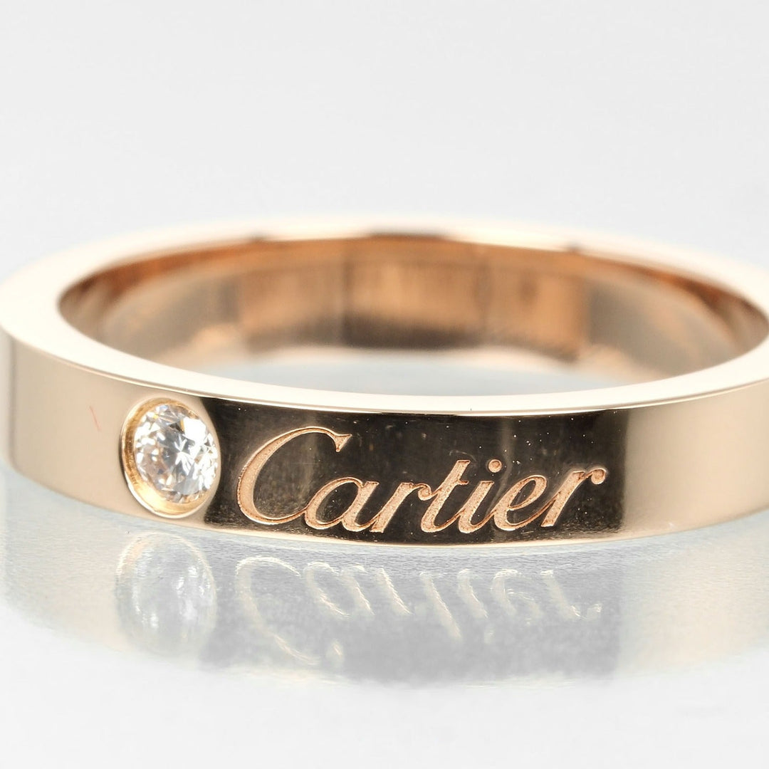 CARTIER Ring K18 pink gold, diamond gold 0.1" model C de Cartier engraved Women 47 Used Authentic