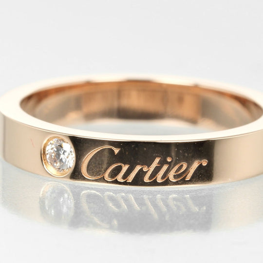 CARTIER Ring K18 pink gold, diamond gold 0.1" model C de Cartier engraved Women 47 Used Authentic