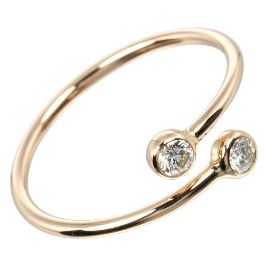 TIFFANY&Co. Ring K18 pink gold, 2P diamond gold hoop Women Used Authentic