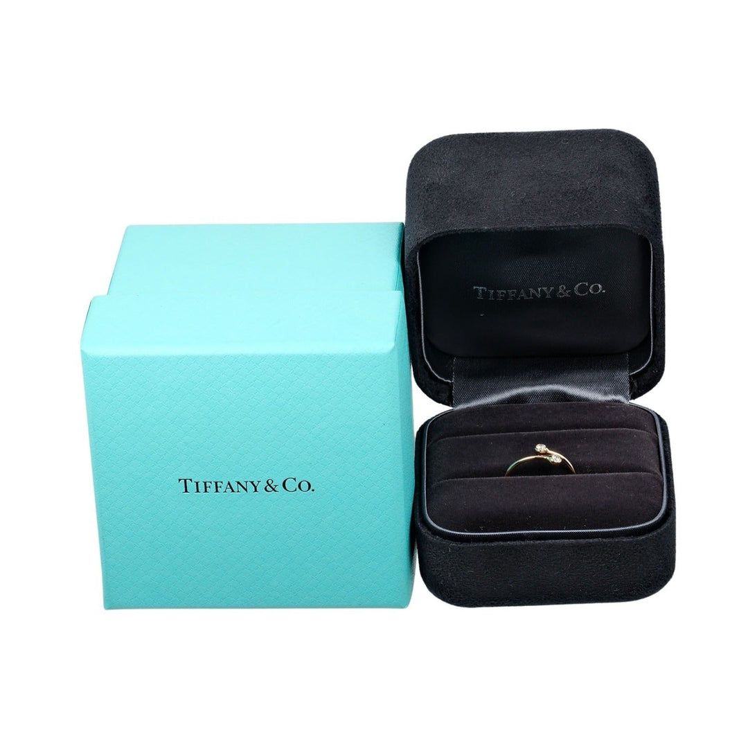 TIFFANY&Co. Ring K18 pink gold, 2P diamond gold hoop Women Used Authentic