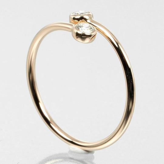 TIFFANY&Co. Ring K18 pink gold, 2P diamond gold hoop Women Used Authentic