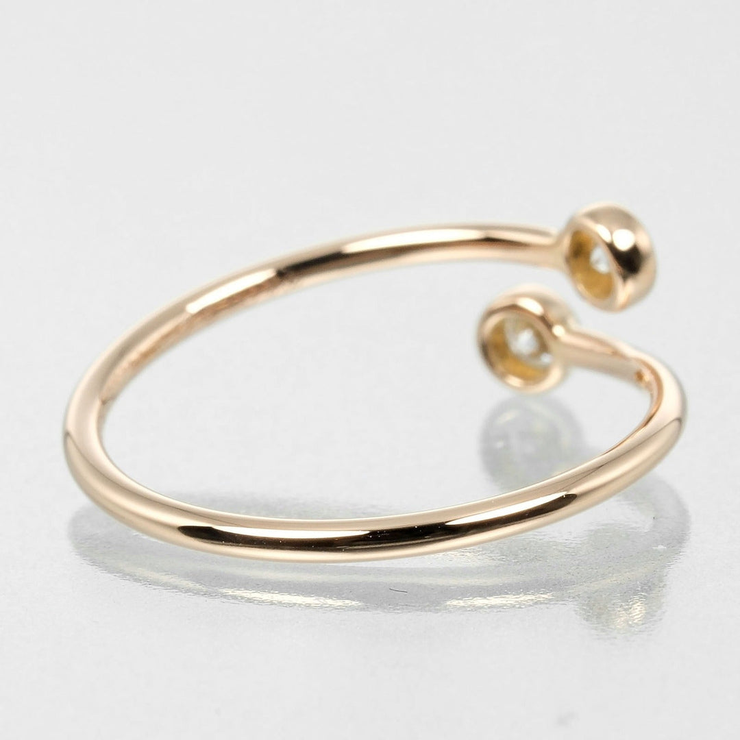 TIFFANY&Co. Ring K18 pink gold, 2P diamond gold hoop Women Used Authentic