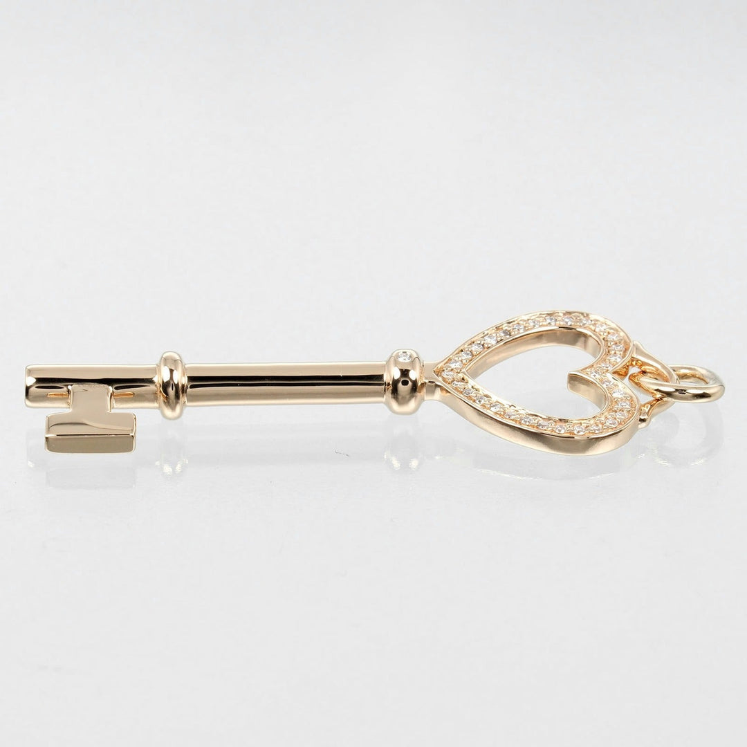 TIFFANY&Co. Pendant top K18 pink gold, diamond gold Heart key Women Used Authentic