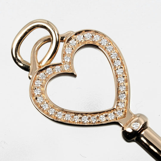 TIFFANY&Co. Pendant top K18 pink gold, diamond gold Heart key Women Used Authentic