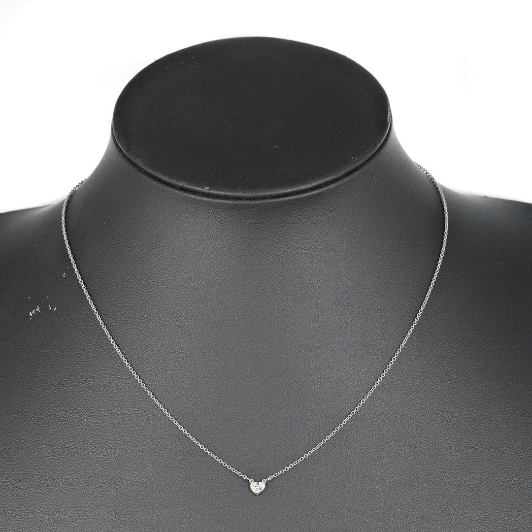 TIFFANY&Co. Necklace Pt950Platinum, Diamond Clear Silver By the Yard Heart Women Used Authentic