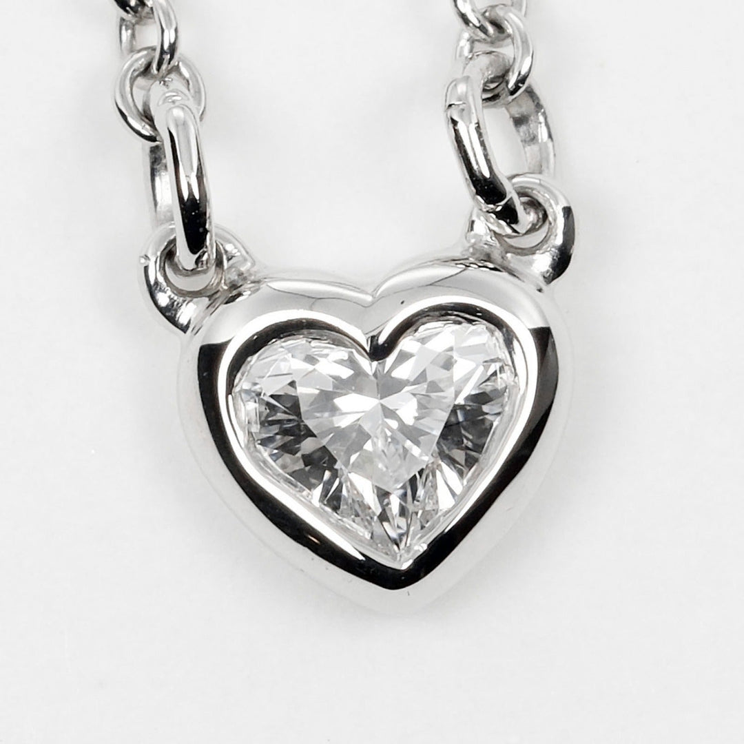 TIFFANY&Co. Necklace Pt950Platinum, Diamond Clear Silver By the Yard Heart Women Used Authentic