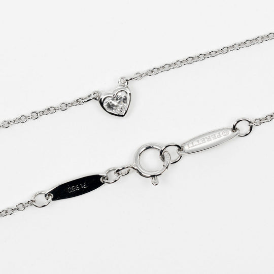 TIFFANY&Co. Necklace Pt950Platinum, Diamond Clear Silver By the Yard Heart Women Used Authentic