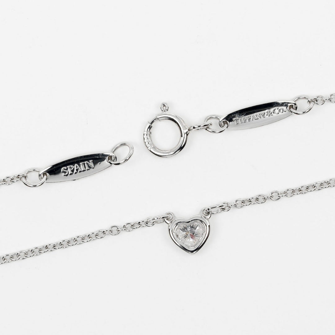 TIFFANY&Co. Necklace Pt950Platinum, Diamond Clear Silver By the Yard Heart Women Used Authentic