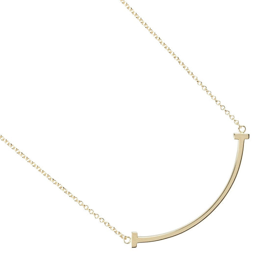TIFFANY&Co. Necklace K18 yellow gold gold T smile small Women Used Authentic