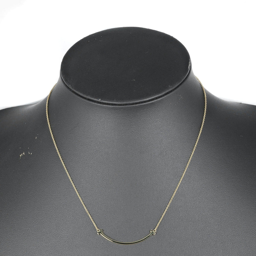 TIFFANY&Co. Necklace K18 yellow gold gold T smile small Women Used Authentic