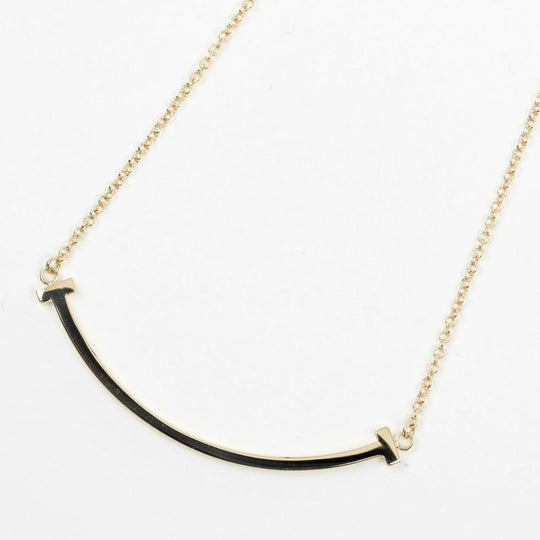 TIFFANY&Co. Necklace K18 yellow gold gold T smile small Women Used Authentic