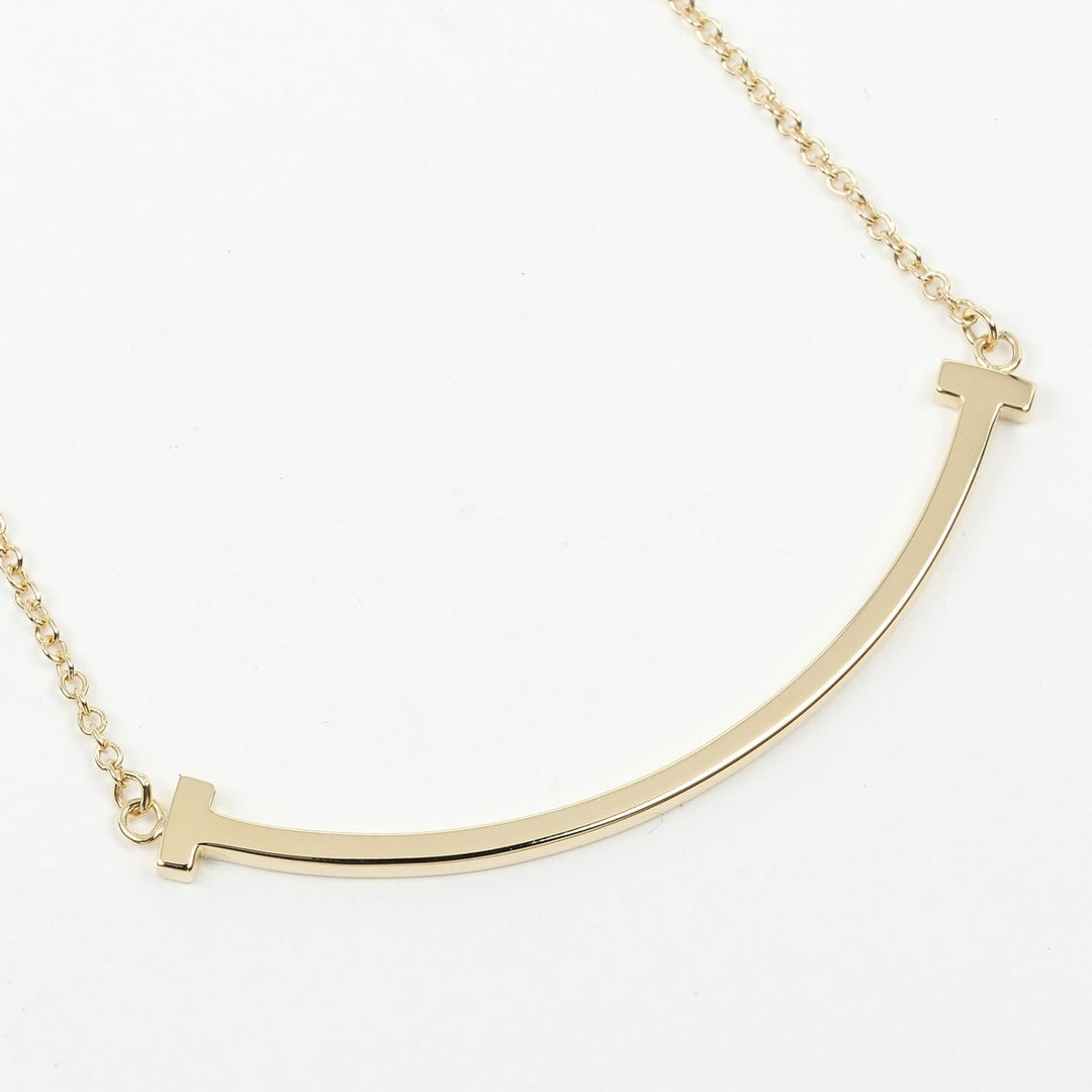 TIFFANY&Co. Necklace K18 yellow gold gold T smile small Women Used Authentic
