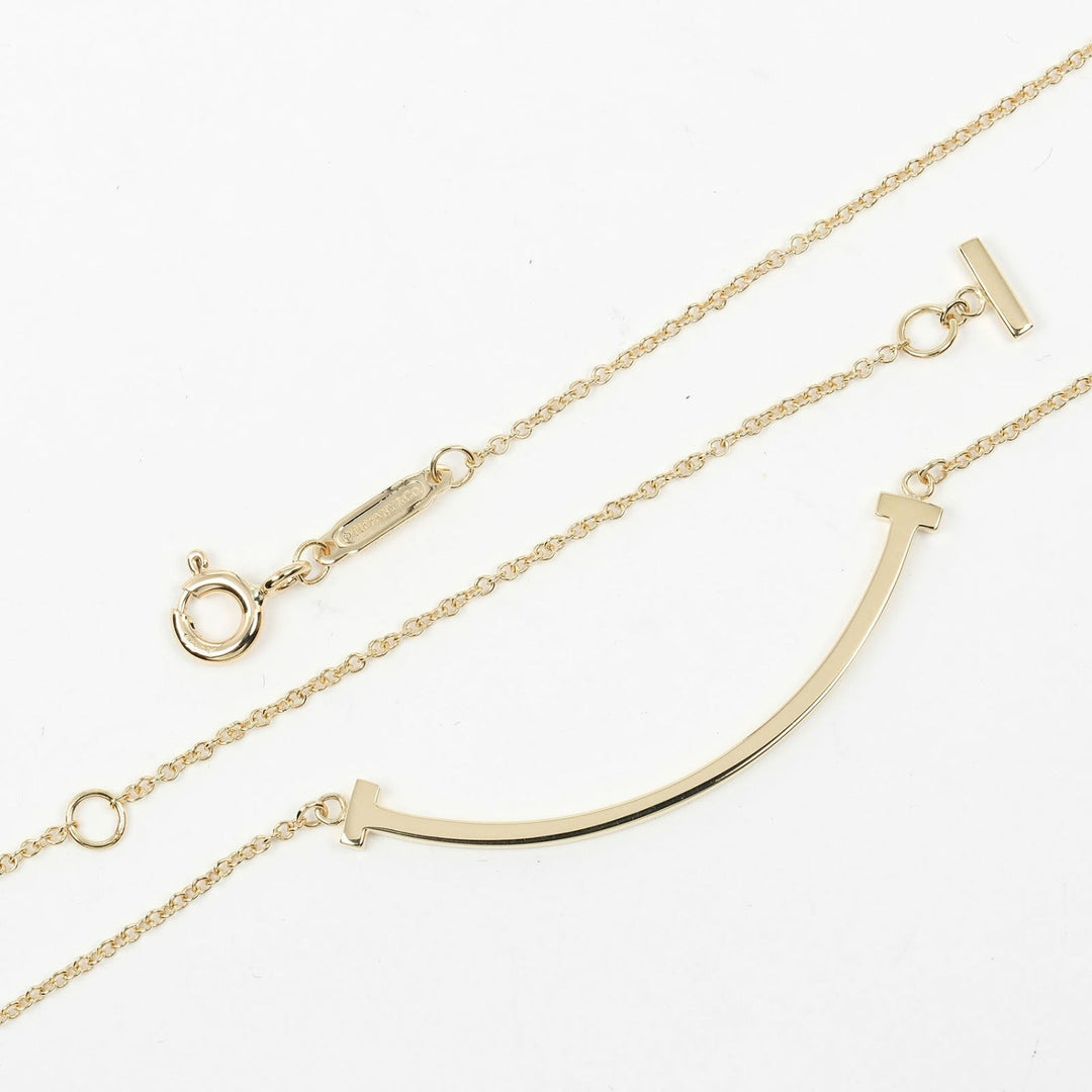 TIFFANY&Co. Necklace K18 yellow gold gold T smile small Women Used Authentic