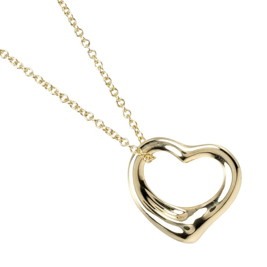 TIFFANY&Co. Necklace K18 yellow gold gold Open heart Women Used Authentic