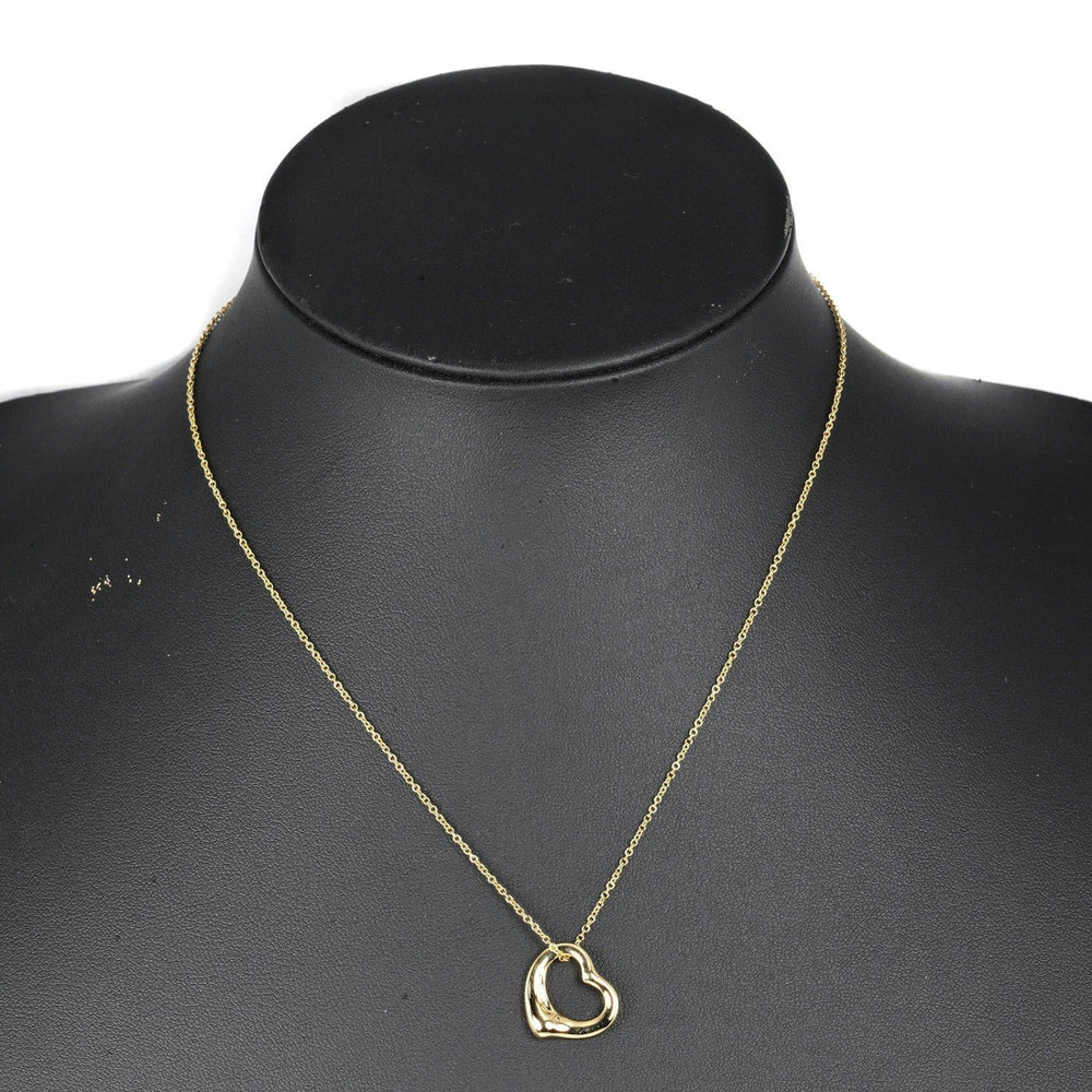 TIFFANY&Co. Necklace K18 yellow gold gold Open heart Women Used Authentic