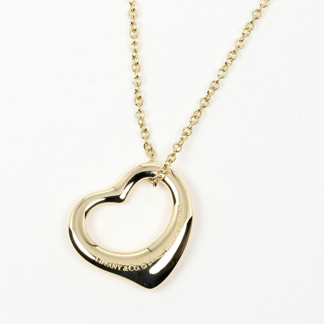 TIFFANY&Co. Necklace K18 yellow gold gold Open heart Women Used Authentic