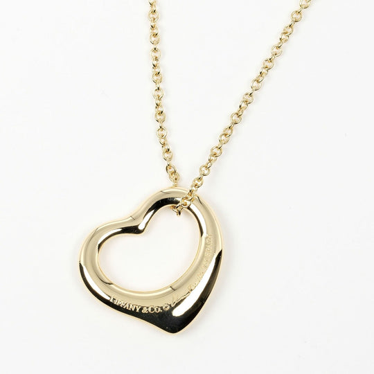 TIFFANY&Co. Necklace K18 yellow gold gold Open heart Women Used Authentic