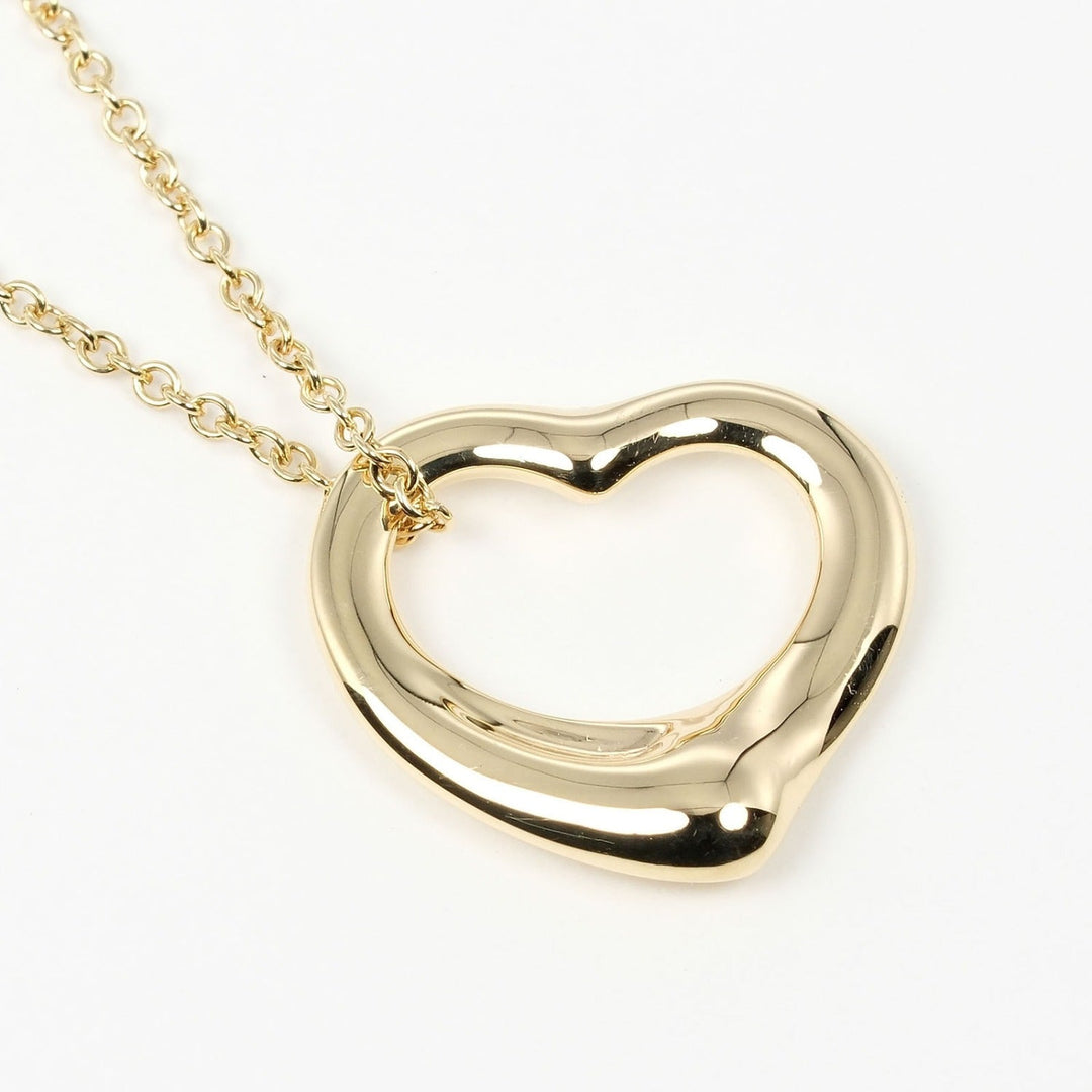 TIFFANY&Co. Necklace K18 yellow gold gold Open heart Women Used Authentic