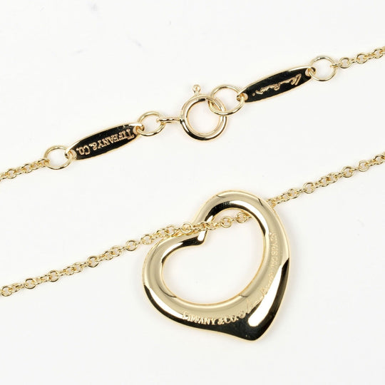 TIFFANY&Co. Necklace K18 yellow gold gold Open heart Women Used Authentic