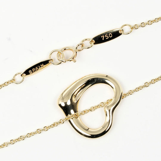 TIFFANY&Co. Necklace K18 yellow gold gold Open heart Women Used Authentic