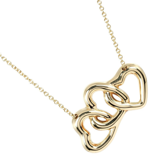 TIFFANY&Co. Necklace K18 yellow gold gold Triple heart Women Used Authentic