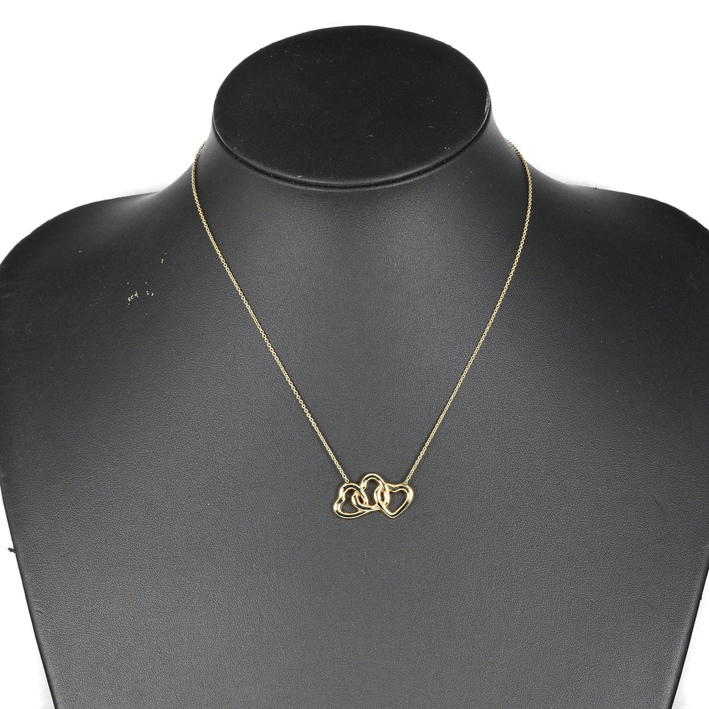 TIFFANY&Co. Necklace K18 yellow gold gold Triple heart Women Used Authentic