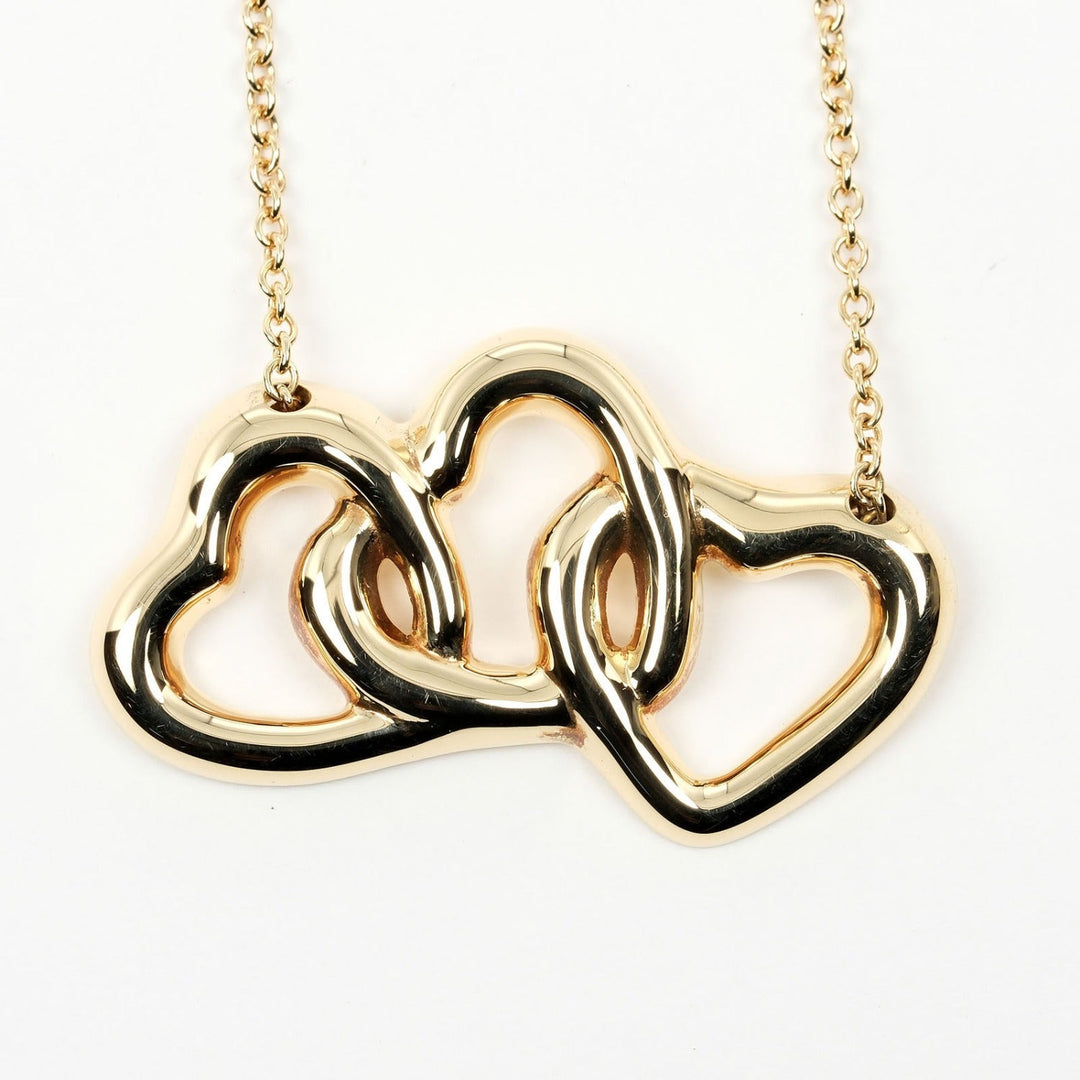 TIFFANY&Co. Necklace K18 yellow gold gold Triple heart Women Used Authentic