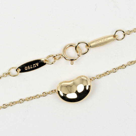 TIFFANY&Co. Necklace K18 yellow gold gold 0.4" model Bean Women Used Authentic