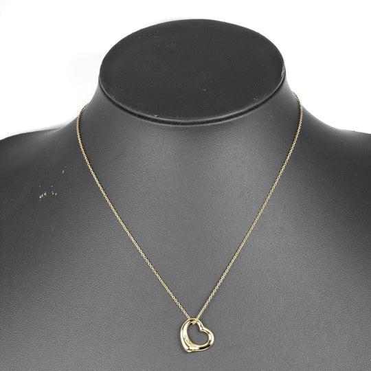 TIFFANY&Co. Necklace K18 yellow gold gold Open heart Women Used Authentic