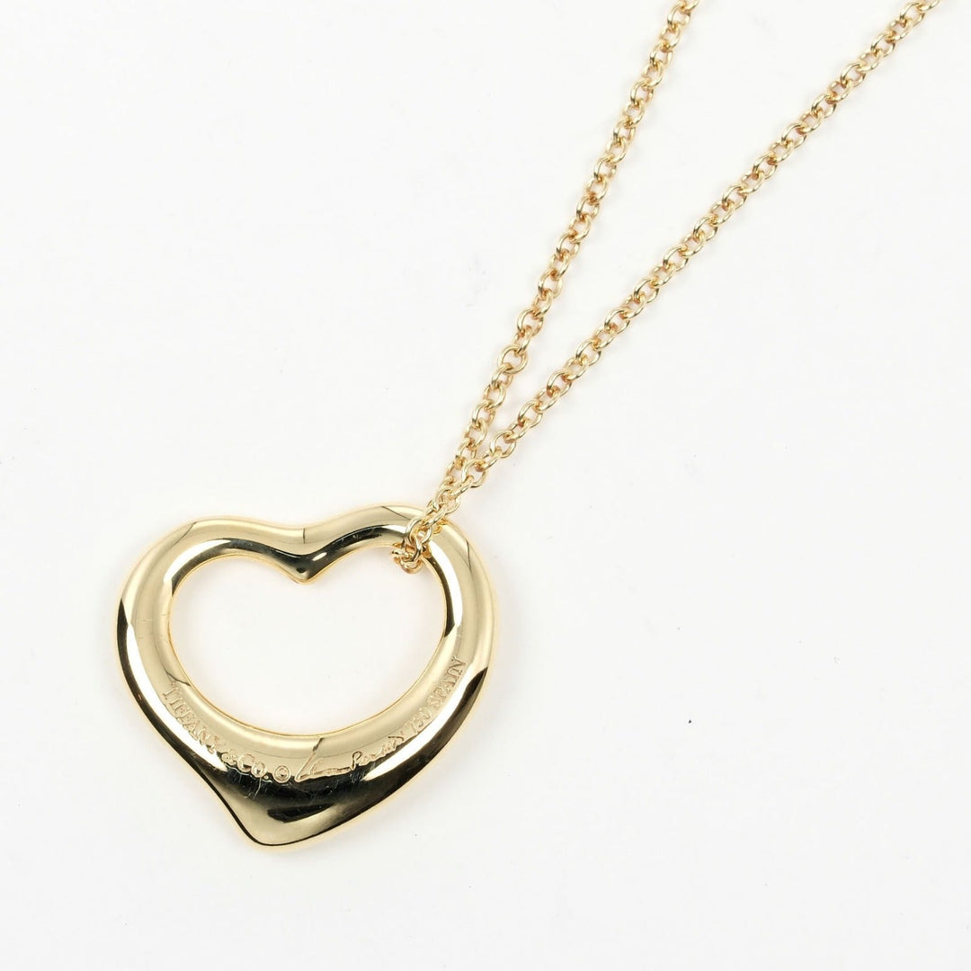 TIFFANY&Co. Necklace K18 yellow gold gold Open heart Women Used Authentic