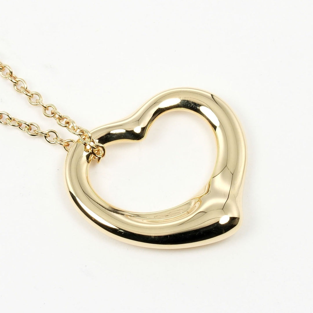 TIFFANY&Co. Necklace K18 yellow gold gold Open heart Women Used Authentic