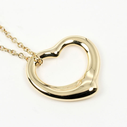 TIFFANY&Co. Necklace K18 yellow gold gold Open heart Women Used Authentic