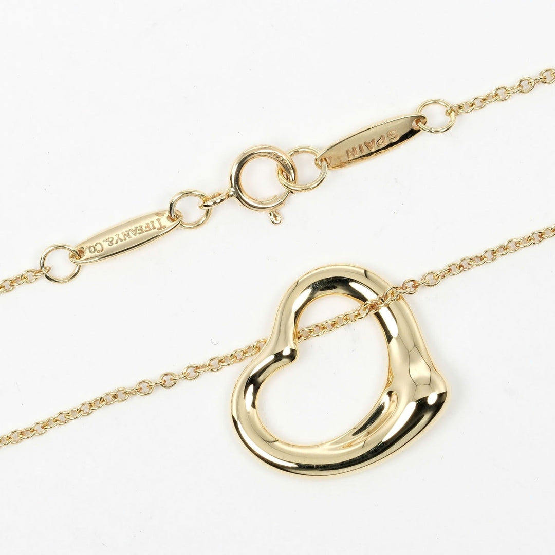 TIFFANY&Co. Necklace K18 yellow gold gold Open heart Women Used Authentic