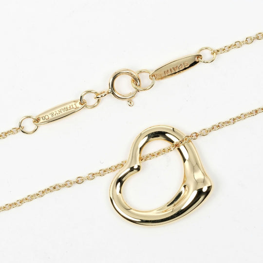 TIFFANY&Co. Necklace K18 yellow gold gold Open heart Women Used Authentic