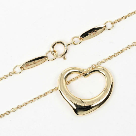 TIFFANY&Co. Necklace K18 yellow gold gold Open heart Women Used Authentic