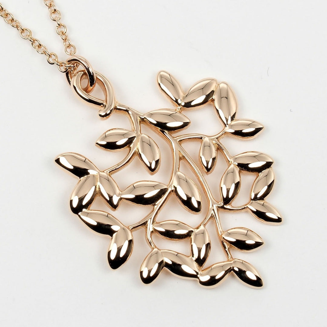 TIFFANY&Co. Necklace K18 Pink Gold gold Olive leaf Women Used Authentic