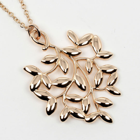 TIFFANY&Co. Necklace K18 Pink Gold gold Olive leaf Women Used Authentic