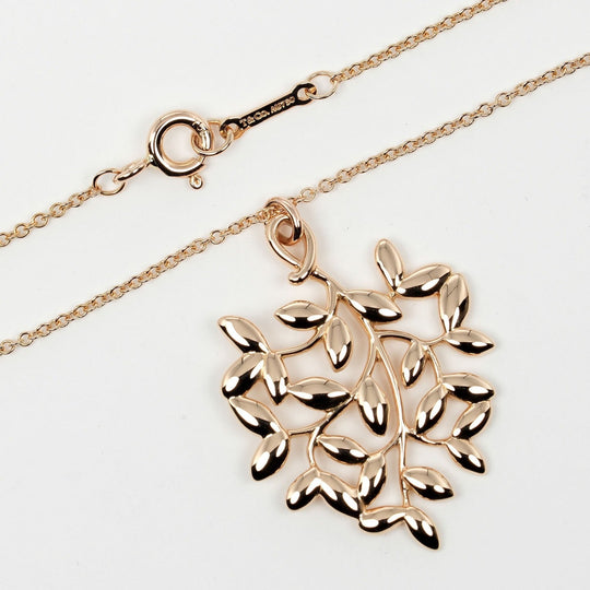 TIFFANY&Co. Necklace K18 Pink Gold gold Olive leaf Women Used Authentic